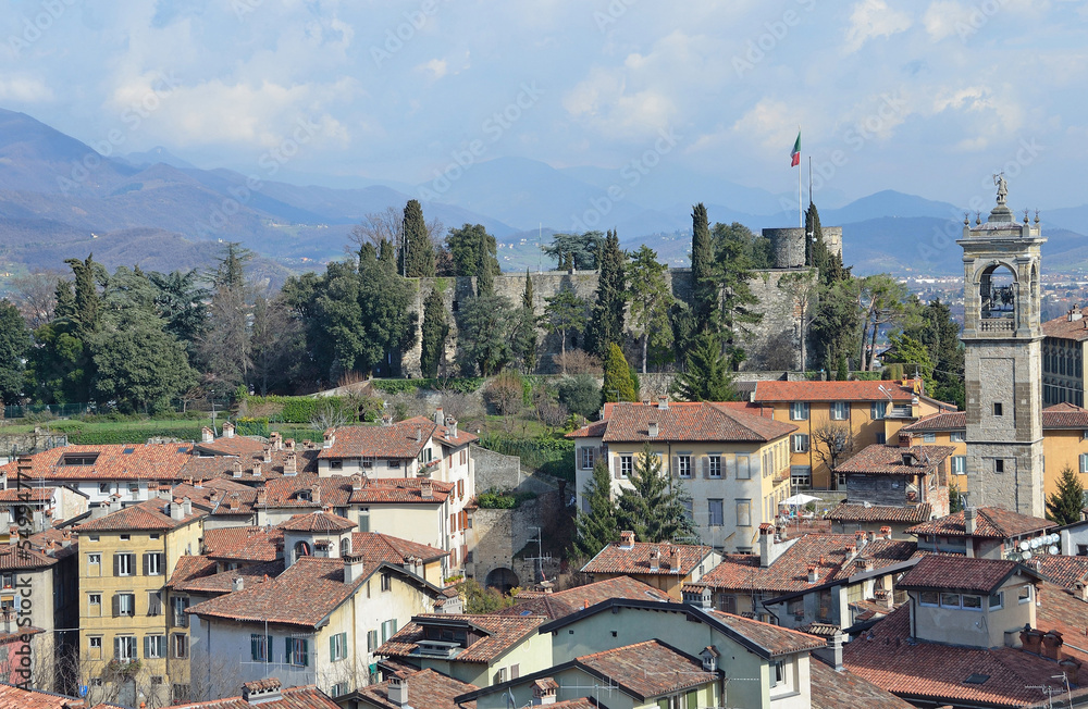 Bergamo, Italy, March, 14, 2013, Views of ancient city Bergamo