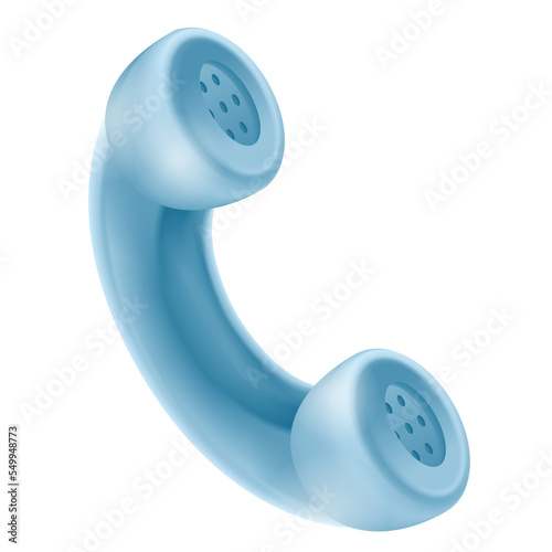 3d icon symbol isolated vector concept. Handset. Blue handset from telephone.Communication. Realistic render element design element. Cartoon minimal style.