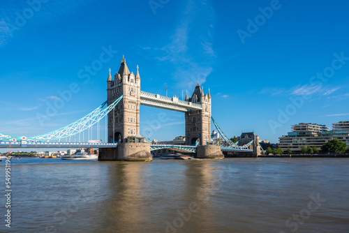 View of the famous Tower Bridge and skyline of London  UK