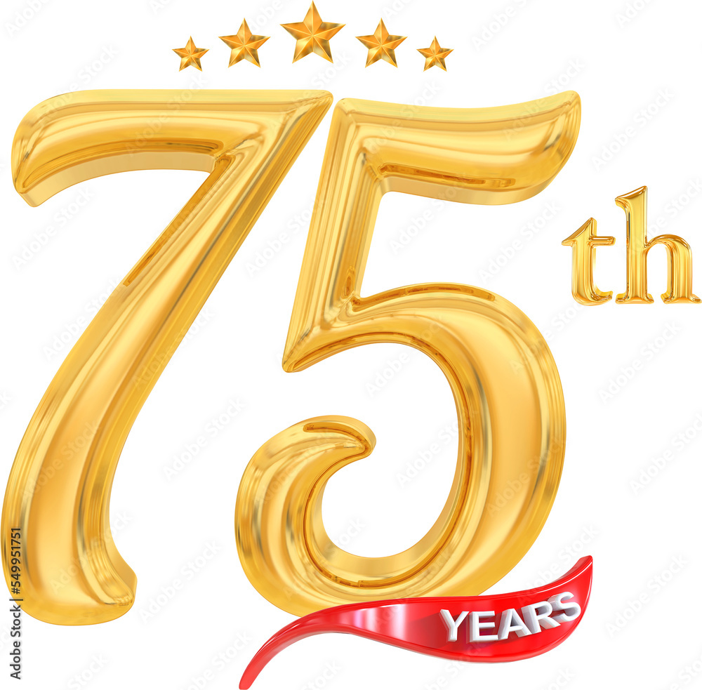 75th year anniversary gold number Stock Illustration | Adobe Stock