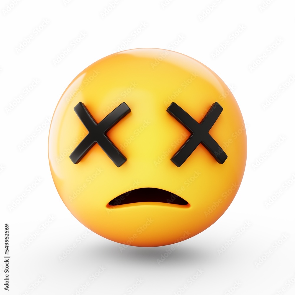 Fototapeta premium 3D Rendering dead emoji isolated on white background