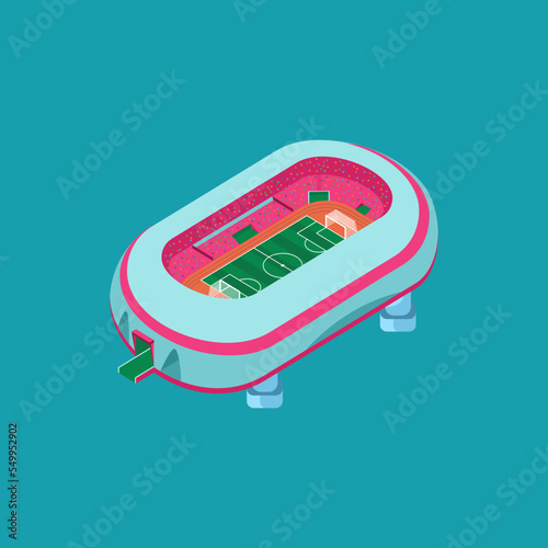 Football arenas vector. Soccer stadiums buildings. World cup background