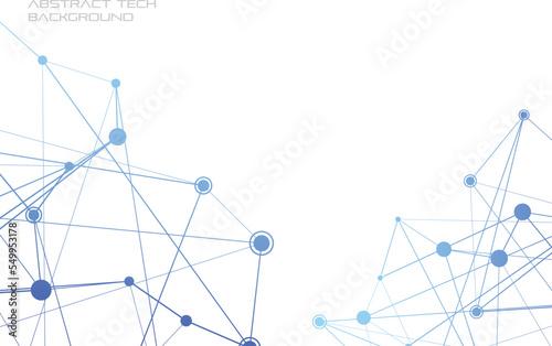 Structure of particles or molecules. Connected line and dots.