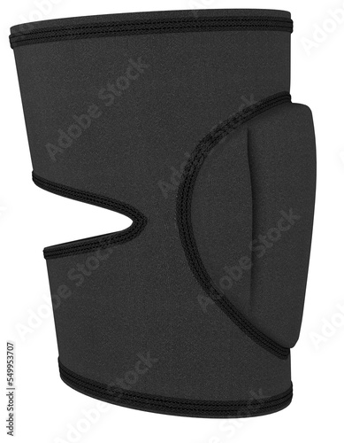 Knee pad for joint support, elastic black bandage, pair on white background