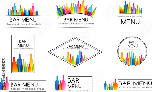 Bar menu design collection. Set of badges and labels.