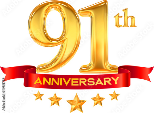91th year anniversary gold number