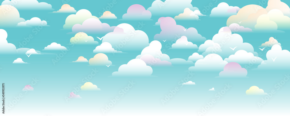 Clouds  morning romantic sky background. Horizontal vector illustration.
