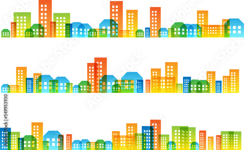 Cityscape colorful decorations.