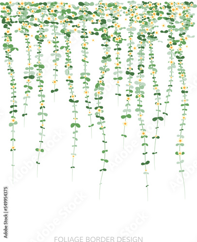 Hanging plant. Ivy greenery wall. Simplistic foliage border.