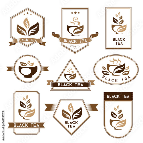 Tea. Black tea package elements.