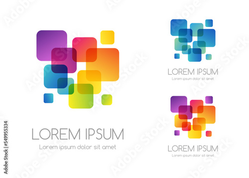 Abstract rainbow color logo. Colorful vector emblem.