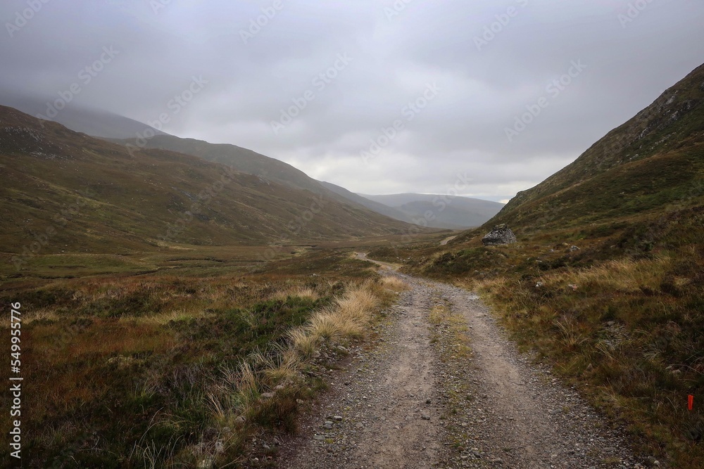 Scenic landscape of Scottish Highlands near Kinlochleven village, Scotland