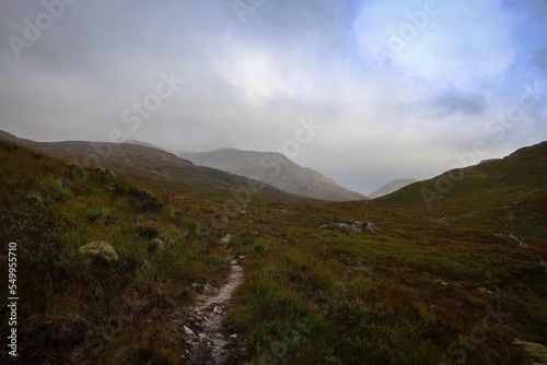 Scenic landscape of Scottish Highlands near Kinlochleven, Scotland