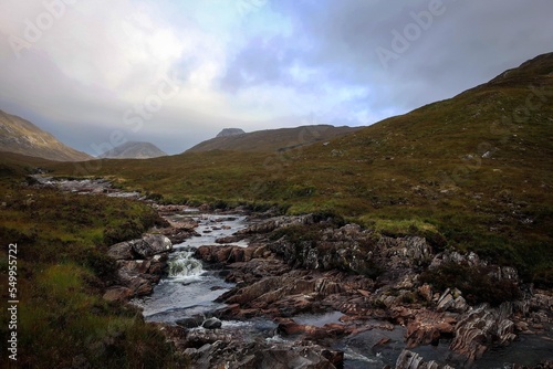 Scenic landscape of Scottish Highlands near Kinlochleven  Scotland