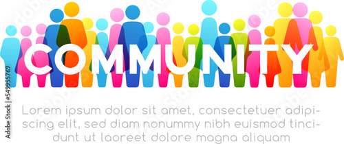 Social concept. Vector horizontal decoration element from colorful people icons