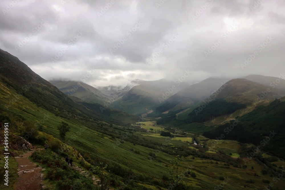 Scenic landscape of Scottish Highlands near Kinlochleven village, Scotland