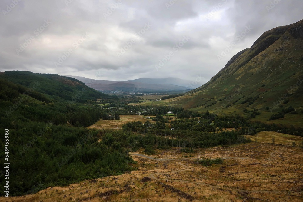 Fototapeta premium Scenic landscape of Scottish Highlands near Kinlochleven village, Scotland