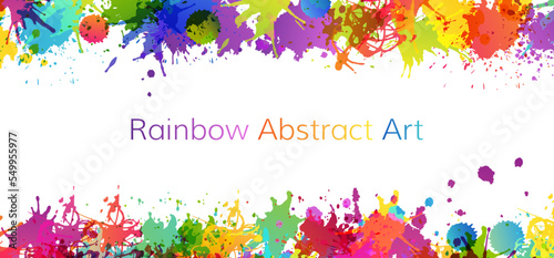 Rainbow abstract creative banner from paint splashes.