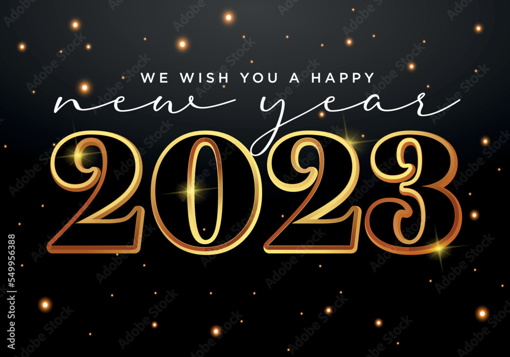 2023 new year 3d effect. New year wish card, luxury 2023 new year invitation card.