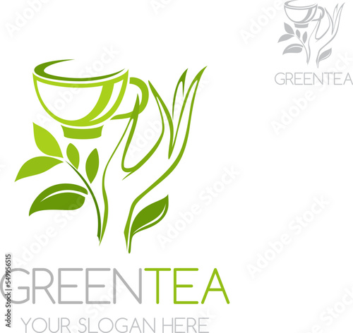 Green tea icon. Vector logo template