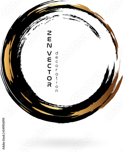 Ink zen circle emblem. Hand drawn abstract decoration element.