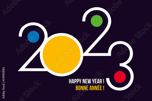 Une carte de vœux pour 2023, au graphisme moderne et coloré pour souhaiter la bonne année et présenter les objectifs d’une entreprise.