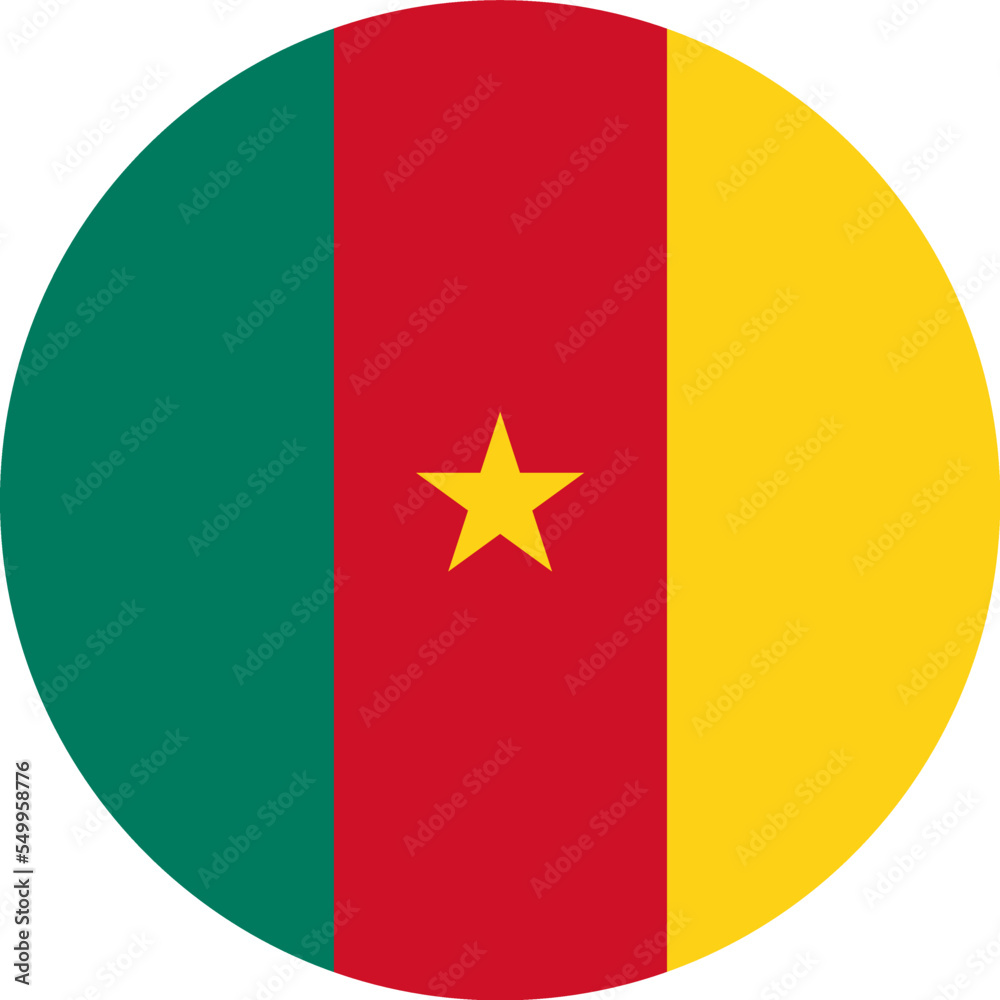 Cameroon flag in circle shape isolated on transparent background Cameroon flag in circle shape isolated on transparent background