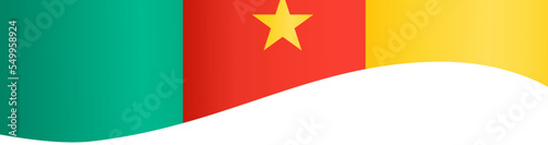 Cameroon flag flying on white background