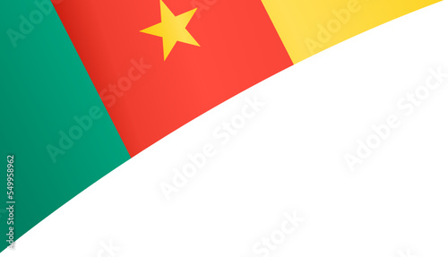 Cameroon flag flying on white background