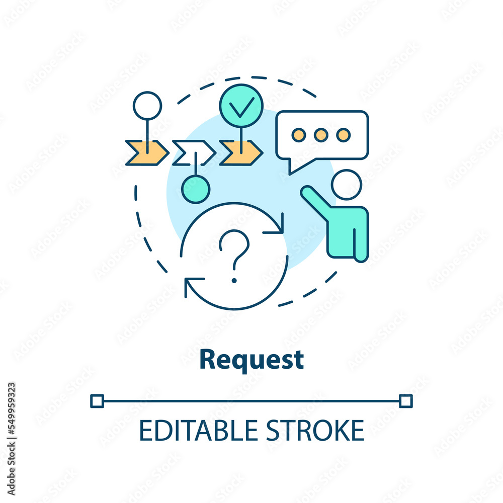 Request concept icon. New features. Product function. Release management process step abstract idea thin line illustration. Isolated outline drawing. Editable stroke. Arial, Myriad Pro-Bold fonts used