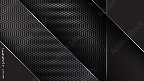 Abstract background dark with carbon fiber texture vector illustration and metal texture. Vector abstract graphic design banner pattern presentation background wallpaper web template.