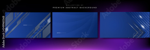 Abstract dark blue background with overlap layers and metal texture. Vector abstract graphic design banner pattern presentation background wallpaper web template. © TitikBak