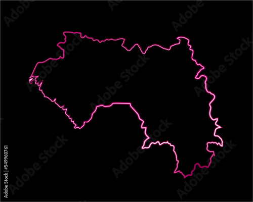 Vector isolated illustration of Guinea map with neon effect.
