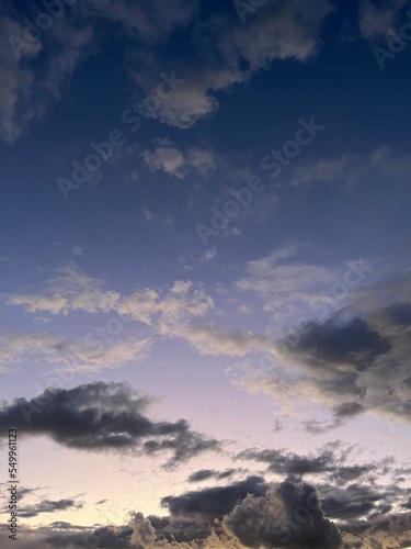 Evening violet sky with clouds  twilights heavens background