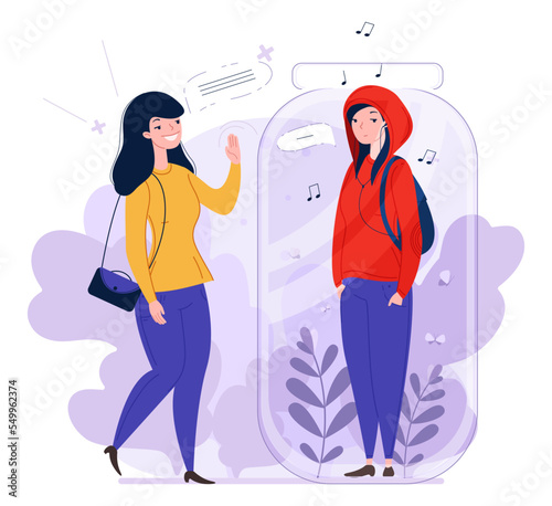 Introvert and extravert type people mindset vector