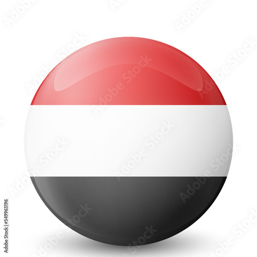 Free Download Glass light ball with flag of Yemen. Round sphere, template icon. National symbol. Glossy realistic ball, 3D abstract vector illustration highlighted on a white background. Big bubble. - GFXLoad