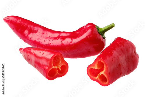 Sweet capia pepper whole and cut on half photo