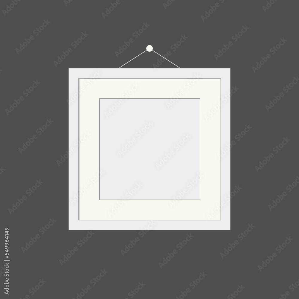 Hanging wall frame vector white color isolated on dark grey background