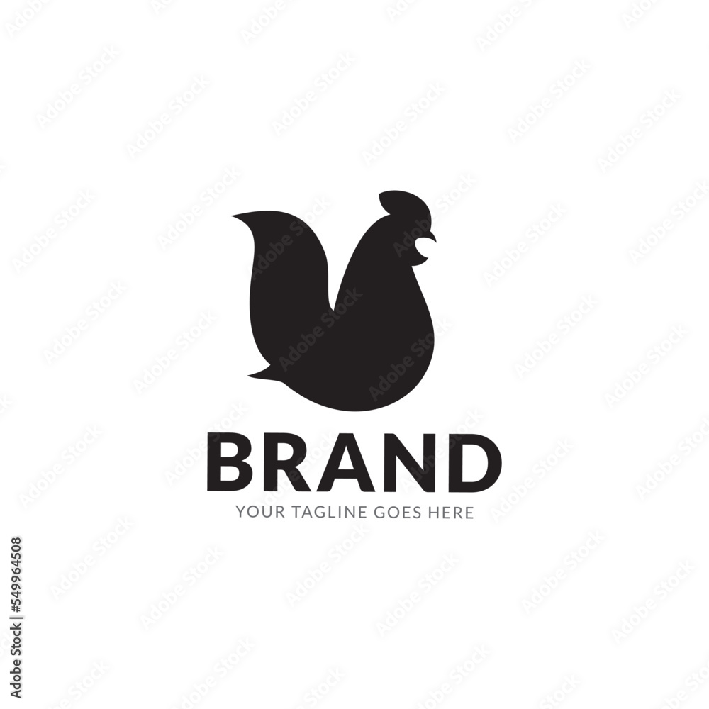 chicken silhouette vector logo design template.