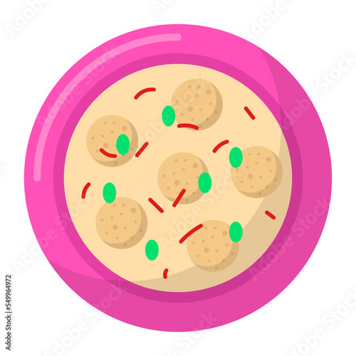 Ras malai or rossomalai Concept,  Indian subcontinent rasamalai desert vector color icon design, Asian Cuisines symbol, Most Popular Dishes Sign, Street Foods stock illustration