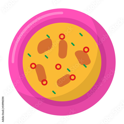 Curry Pakora Masala Platter Concept, Indian curries vector color icon design, Asian Cuisines symbol, Most Popular Dishes Sign, Street Foods stock illustration 