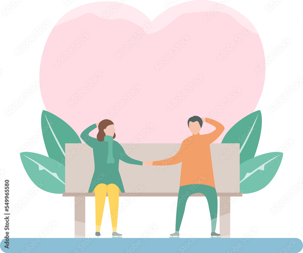 Lover that play ice skating for winter season. Illustration is in flat style. Lover that play ice skating for winter season. Illustration is in flat style.