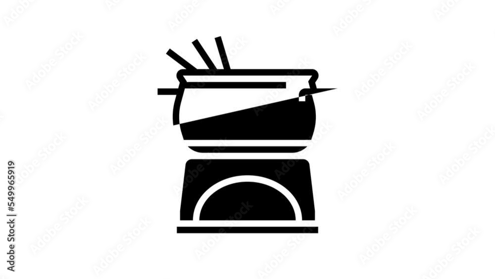 steel fondue pot line icon animation steel fondue pot line icon animation