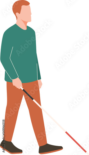 Young blind man walk
