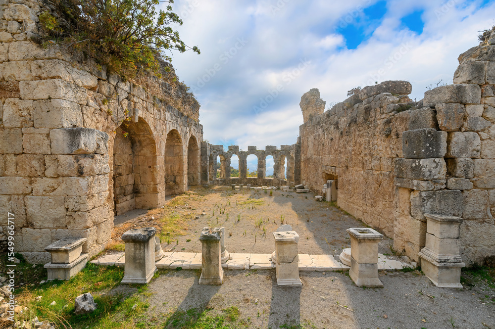 Tlos ruins and tombs, an ancient Lycian city near the town of Seydikemer, Mugla, Turkey. 