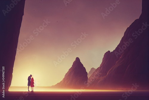 Two lovers kissing on plain background © Alexandre
