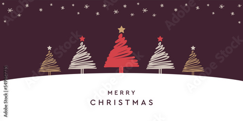 abstract winter landscape fir border christmas tree