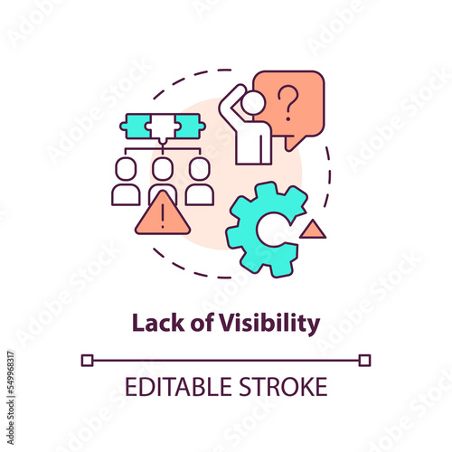 Lack of visibility concept icon. Frequent release management challenge abstract idea thin line illustration. Isolated outline drawing. Editable stroke. Arial, Myriad Pro-Bold fonts used
