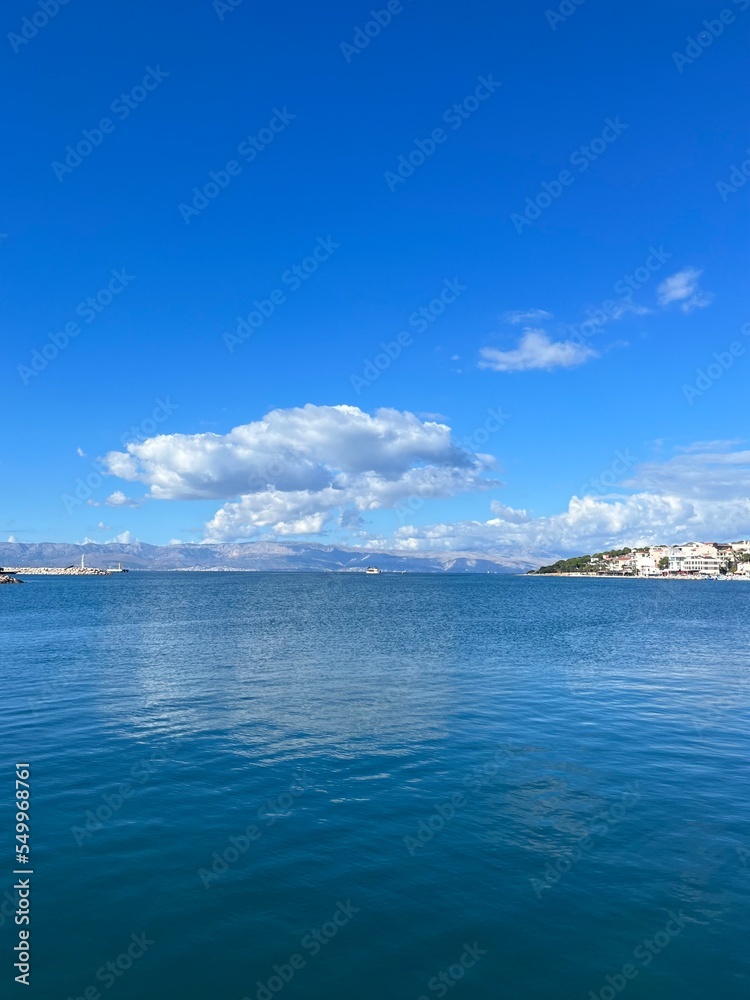 Blue sea and blue sky, seascape, sea horizon