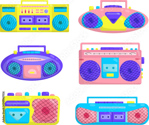 Vector set with bright tape recorders